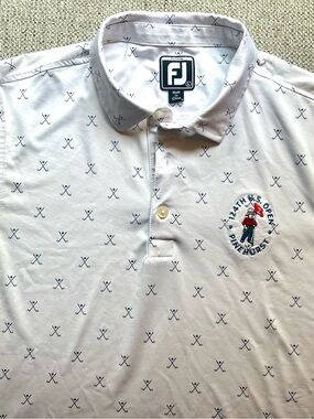 FootJoy White Short-Sleeve Polo - Pinehurst junior size large